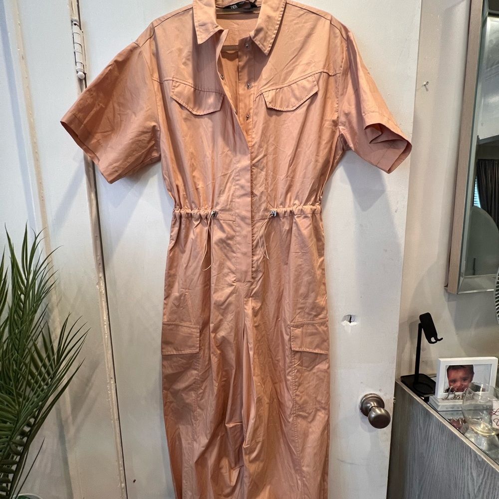 Peach Short Sleeve Utility jumpsuit